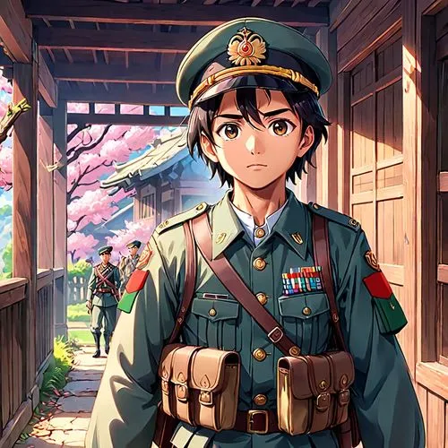 military uniform,japanese sakura background,sakura background,darjeeling,marine,soldier,military officer,spring background,anime japanese clothing,japanese background,nikko,vietnam,portrait background,military person,game illustration,protected cruiser,background images,cg artwork,a uniform,background image,Anime,Anime,Traditional