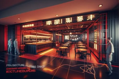 Noodles house , red structure , modern Chinese restaurant ,knife kitchen,drive in restaurant,star kitchen,big kitchen,kitchenette,chefs kitchen,drinking establishment,unique bar,chinese restaurant,bar