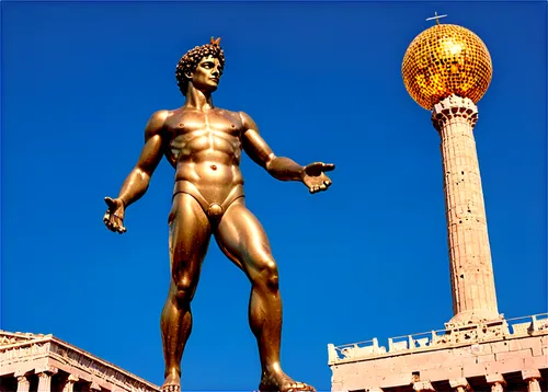 eros statue,neptuno,statue of hercules,discobolus,polykleitos,antinous,vittoriano,monument to vittorio emanuele,olympius,apollon,caesars,caesars palace,perseus,elagabalus,apollo,olympism,mercury,victory column,dionysos,olympiodorus,Illustration,Realistic Fantasy,Realistic Fantasy 38