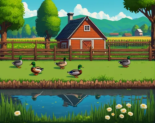 farm background,cartoon video game background,android game,waterfowl,waterfowls,goose game,game illustration,farm landscape,wild ducks,water fowl,landscape background,mobile video game vector background,salt meadow landscape,ducks,duck meet,farmstead,home landscape,springtime background,farm animals,organic farm,Illustration,Abstract Fantasy,Abstract Fantasy 07