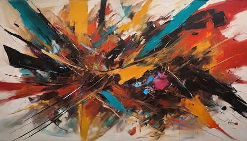 Create a suspenseful tale where Gio Galicia uncovers a dangerous secret.,abstract painting,abstract artwork,zao,abstracts,abstract corporate,fragmentation,painting technique,oil on canvas,chaos,abstra