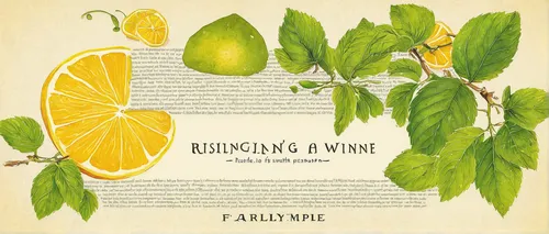 Write a description of a crisp riesling wine with hints of citrus.,lemon myrtle,barbary fig,lemon background,persian lime,honeysuckle family,whistle shrub,spanish lime,lemon  lime and bitters,lemon tr