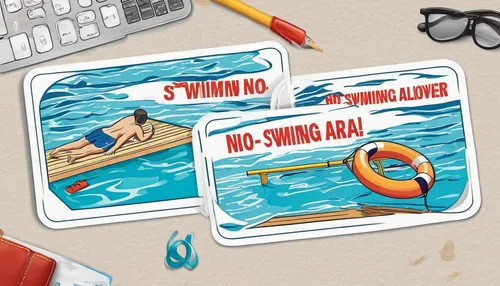 Write a cautionary message for a swimming area: No swimming allowed due to dangerous conditions.,nautical clip art,summer clip art,retro 1950's clip art,bunting clip art,swim ring,sailing wing,clipart