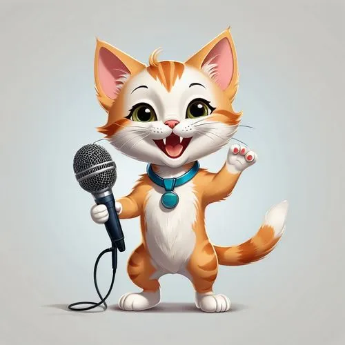 launchcast,cartoon cat,podcaster,voicestream,mic,suara,Illustration,Japanese style,Japanese Style 19