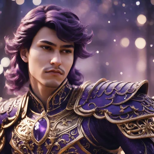 the emperor's mustache,yi sun sin,male elf,emperor,wuchang,shuanghuan noble,skyflower,purple and gold,zodiac sign libra,libra,purple,lavendar,dragon li,prince,guilinggao,male character,xiangwei,gold and purple,amano,purple frame,Photography,Cinematic