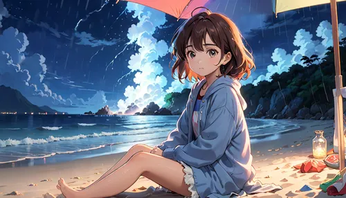 beach umbrella,summer umbrella,beach scenery,beach background,umbrella,umbrella beach,umbrellas,seaside,ocean,studio ghibli,summer background,sea-shore,by the sea,sanya,sea,torii,himuto,rainy season,summer evening,blue sea,Anime,Anime,General