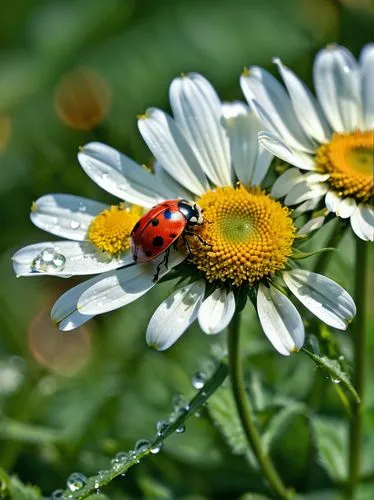 ladybirds,rose beetle,ladybug,ox-eye daisy,ladybugs,ladybird,Illustration,Children,Children 04