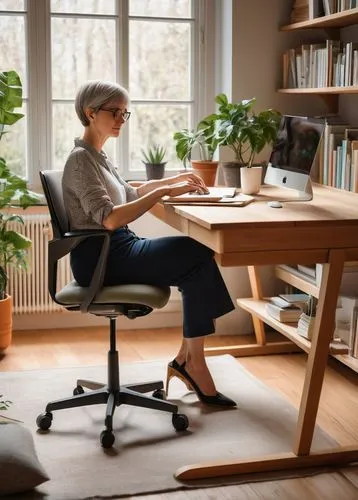 standing desk,writing desk,woman sitting,telecommuter,wooden desk,vitra,telecommuting,steelcase,work at home,danish furniture,working space,ergonomically,office chair,workspaces,in a working environment,place of work women,desk,secretarial,office desk,ergonomic,Art,Classical Oil Painting,Classical Oil Painting 44