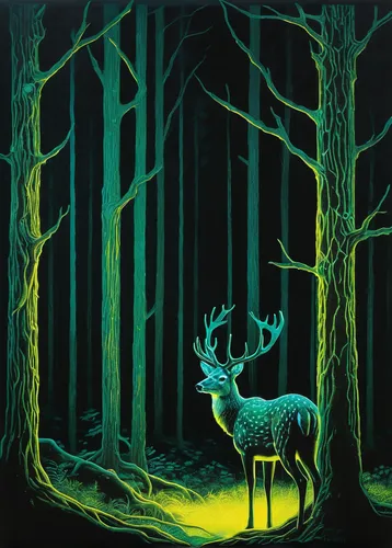 pere davids deer,glowing antlers,deer illustration,forest animal,dotted deer,forest animals,stag,forest dark,deer,young-deer,deer drawing,antler velvet,glow in the dark paint,european deer,pere davids male deer,forest background,deers,fawns,forest landscape,enchanted forest,Illustration,Abstract Fantasy,Abstract Fantasy 20