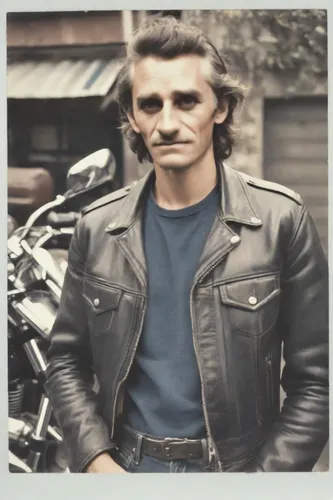 leather jacket,alan prost,born 1953-54,motorcyclist,1973,biker,1971,motorcycle racer,vintage 1978-82,matruschka,keith-albee theatre,motorcycles,ervin hervé-lóránth,george,sylvester,beatnik,motorcycle,model years 1960-63,film actor,1967,Photography,Polaroid