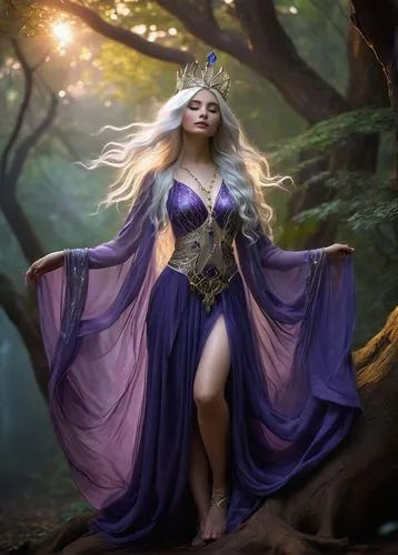 fantasy picture,fantasy woman,faerie,sorceress,fantasy art,fairy queen,jaina,blue enchantress,fantasy portrait,the enchantress,faery,faires,liliana,sorceror,violet head elf,dark elf,etheria,dryad,fae,celtic queen,Illustration,Retro,Retro 02