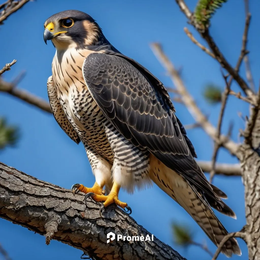 A strong looking peregrine falcon sitting in a branch of a tree on a high peak.,aplomado falcon,lanner falcon,redtail,new zealand falcon,falconidae,saker falcon,peregrine falcon,redtail hawk,steppe bu