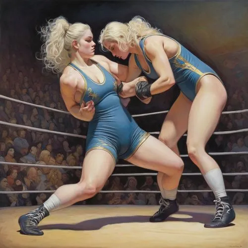 striking combat sports,combat sport,folk wrestling,mamie van doren,mma,wrestling,wrestler,oil on canvas,wrestle,ufc,woman pointing,pin-up girls,oil painting on canvas,ronda,blonde woman,pankration,lady honor,oil painting,1940 women,roller derby,Illustration,Realistic Fantasy,Realistic Fantasy 05