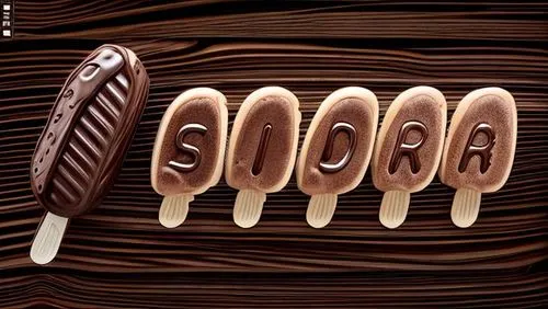 Magnum chocolate ice cream ,chocolate letter,spatula,chocolate syrup,scoops,chopped chocolate,a spoon,chocolate sauce,ice chocolate,chocolate wafers,chocolate bars,wooden spoon,chocolate bar,chocolate