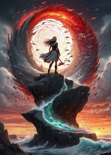 nine-tailed,time spiral,spiral background,fantasia,ring of fire,god of the sea,vortex,fantasy picture,wind warrior,medusa,sōjutsu,mermaid background,spiral,wind wave,umiuchiwa,cg artwork,the wind from the sea,sea god,elements,wind machine,Art,Classical Oil Painting,Classical Oil Painting 39