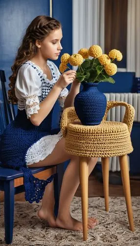 girl with cereal bowl,wicker baskets,marimekko,wicker basket,girl sitting,girl picking flowers,girl in the kitchen,crochet,crocheting,vintage doll,flower arranging,crochet pattern,basket weaver,upholsterer,ikebana,knitter,crocheted,little girl reading,girl with bread-and-butter,doilies,Photography,General,Realistic