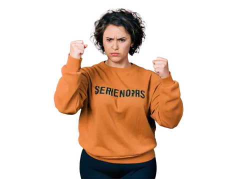 Strong woman, solo, serious expression, tears in eyes, bruise on cheek, worn-out clothes, messy hair, standing with fist clenched, protesting gesture, cityscape background blurred, warm color tone, dr