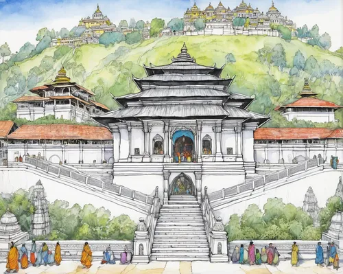 nepali npr,bhutan,kathmandu,hall of supreme harmony,nepal,durbar square,khokhloma painting,asian architecture,water palace,ranakpur,stone palace,lhasa,temples,himalaya,potala palace,asia,gilnyangyi,summer palace,himalayan,kandy,Illustration,Black and White,Black and White 13