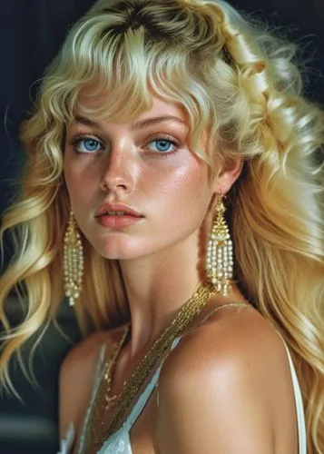 a close up po of a woman with blond hair,connie stevens - female,tanith,elfquest,eleniak,eilonwy,galadriel,Photography,General,Realistic