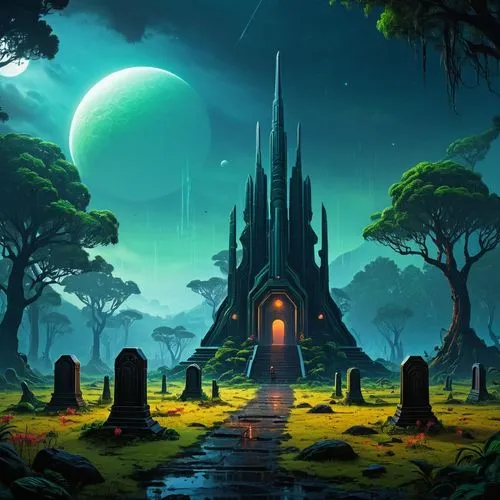 fantasy picture,fantasy landscape,portal,necropolis,wildstar,cartoon video game background,Conceptual Art,Sci-Fi,Sci-Fi 12