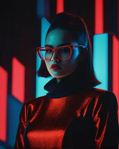 cyber glasses,zhu,color glasses,aura,librarian,futuristic,synthetic,nightshades,neon light,synth,xiaoli,turtlenecks,turtleneck,neon,fendi,eyewear,skrillex,neon lights,velma,paradigm,Illustration,Abstract Fantasy,Abstract Fantasy 20