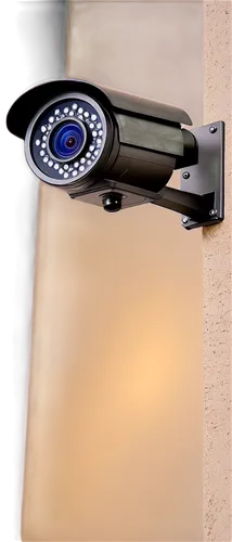 CCTV camera, metal body, sleek design, rotating lens, LED lights, wall-mounted, indoor surveillance, high-definition video, night vision, 45-degree angle, close-up shot, shallow depth of field, neutra