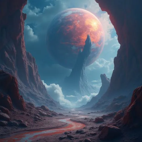 lunar landscape,futuristic landscape,fantasy landscape,alien planet,alien world,moonscape,space art,earth rise,valley of the moon,planetoid,fantasy picture,hodas,farpoint,arrakis,extrasolar,red planet,dune,world digital painting,offworld,barsoom,Photography,General,Fantasy