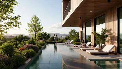 amanresorts,roof landscape,roof terrace,landscaped,landscape designers sydney,landscape design sydney,roof top pool,outdoor pool,palm springs,luxury property,wooden decking,silverleaf,beautiful home,roof garden,pool house,bendemeer estates,lefay,yountville,mahdavi,corten steel