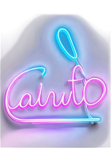 Neon sign, city nightlife, glowing tubes, bright pink and blue lights, futuristic font, cursive script, reflective surface, metallic material, electronic humming noise, soft buzzing sound, 3D rendered