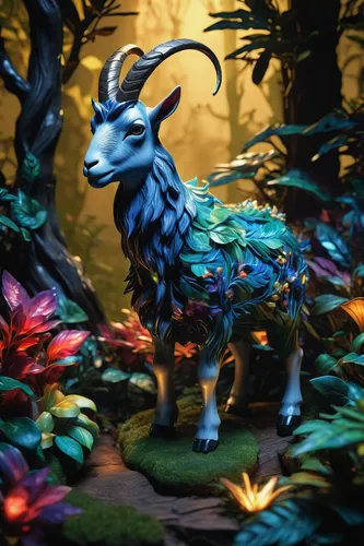 goatflower,feral goat,goat-antelope,forest dragon,whimsical animals,3d fantasy,forest animal,woodland animals,glowing antlers,forest animals,wild sheep,ibexes,horned cows,oryx,fantasy picture,capricorn,taurus,fantasy art,unicorn art,tribal bull,Photography,Artistic Photography,Artistic Photography 02