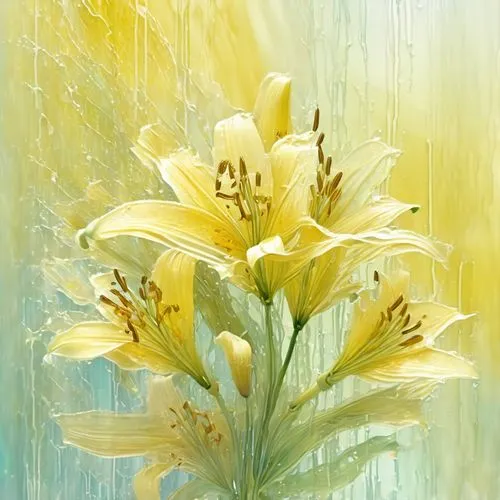 chrysanthemum background,day lily,flower background,yellow petals,stamens,flower painting,Art,Artistic Painting,Artistic Painting 24