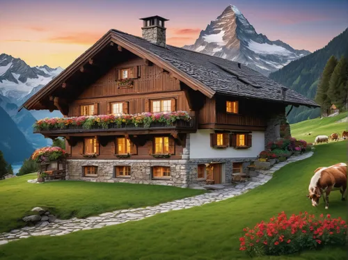 swiss house,swiss alps,bernese oberland,grindelwald,switzerland,eastern switzerland,alpine village,house in mountains,switzerland chf,alpine pastures,zermatt,mountain hut,house in the mountains,swiss,southeast switzerland,canton of glarus,the alps,appenzell,bernese alps,mountain huts,Illustration,Japanese style,Japanese Style 13