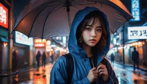 asian umbrella,japanese umbrella,japanese umbrellas,little girl with umbrella,japanese woman,umbrella,blue rain,in the rain,korean drama,japan,tokyo,rainy,japanese background,walking in the rain,raincoat,korea,tokyo ¡¡,kyoto,taipei,raindops,Conceptual Art,Oil color,Oil Color 11