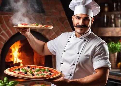 stone oven pizza,brick oven pizza,pizza supplier,pizza oven,wood fired pizza,sicilian cuisine,pizza stone,pizza service,restaurants online,pan pizza,italian cuisine,men chef,chef,pizza topping raw,mediterranean cuisine,pizzeria,pizza topping,sicilian pizza,masonry oven,chef's hat,Illustration,Realistic Fantasy,Realistic Fantasy 01