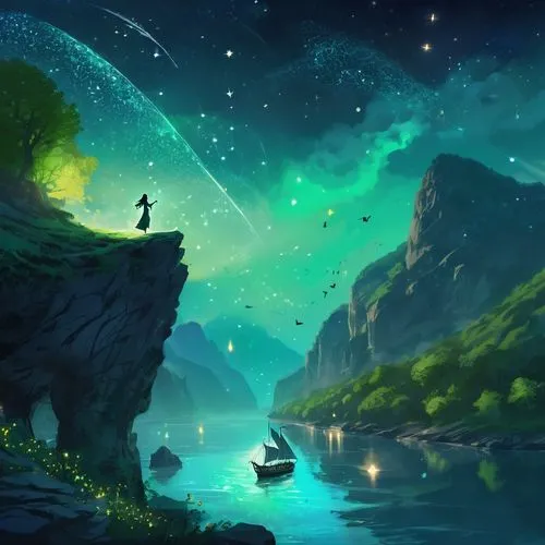 fantasy picture,fantasy landscape,starclan,beautiful wallpaper,world digital painting,moon and star background,Conceptual Art,Fantasy,Fantasy 02