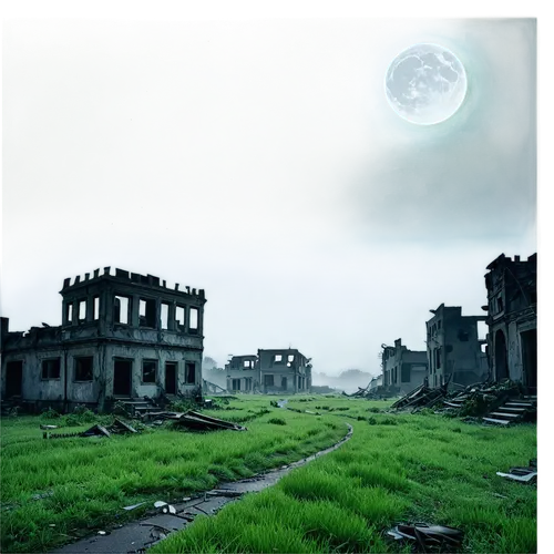 cosmodrome,post-apocalyptic landscape,ashado,gunkanjima,ruins,ruine,ruin,ancient city,lostplace,destroyed city,dusk background,kaiping,the ruins of the,desolation,abandonded,desolate,inisfallen,lost place,landscape background,ruinas,Illustration,Japanese style,Japanese Style 12