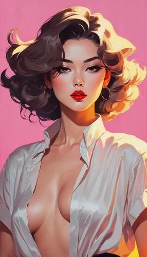 fujiko,retro woman,pin-up girl,marylyn monroe - female,retro pin up girl,pink background,Illustration,Japanese style,Japanese Style 06