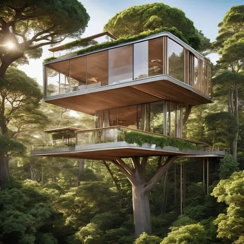 tree house design, House on the Tree, A modern house suspended between big trees, with direct elevators and french window

,tree house,tree house hotel,treehouse,house in the forest,cubic house,treeto