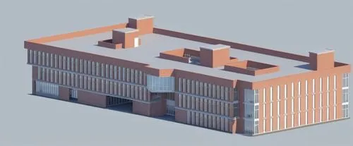 An administrative building,3d model,voxel,ziggurat,metamaterial,voxels,isometric,iter,3d rendering,factory bricks,passivhaus,rectilinear,revit,viminacium,tschumi,industrial building,prison,model house