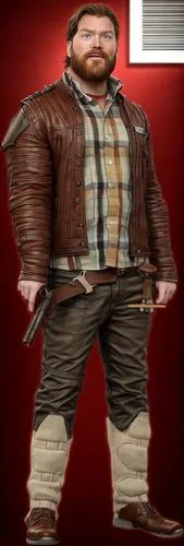 An adult man with red medium long hair, reddish beard, fair skin and brown eyes, standing, very proud. His face resembles to actor Chris Pratt. Realistic detailed.,pat,dwarf sundheim,pubg mascot,lumbe