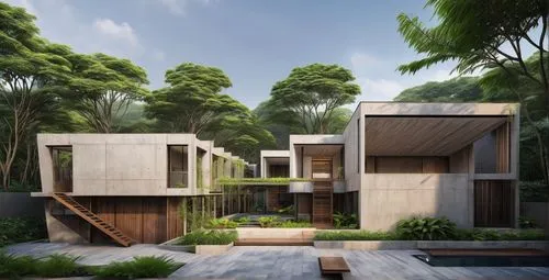 Tropical Architecture, modular units, prefab
dark steel, hardwood, bamboo, earthy colors, pigmented render.
Philippines, valley, river, dramatic sky, vertical garden, tropical plants,landscape design 