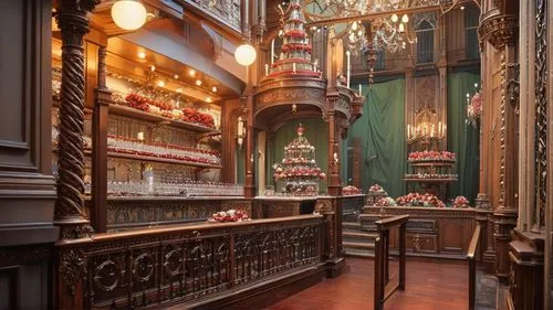 the chandelier in the corner of this ornate restaurant,pipe organ,main organ,the palau de la música catalana,organ,driehaus,church organ,Photography,General,Fantasy