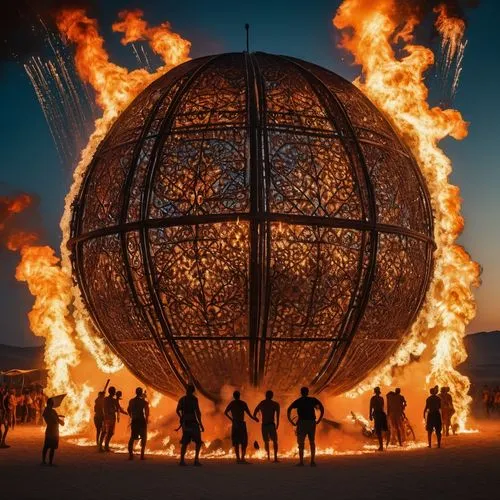 burning man,parookaville,fire dance,fire planet,pyrogames,epcot ball,burning earth,fire ring,fire mandala,the globe,spirit ball,fire artist,molten,mirror ball,dancing flames,burning of waste,yard globe,firespin,pyrotechnic,fire dancer,Photography,General,Fantasy