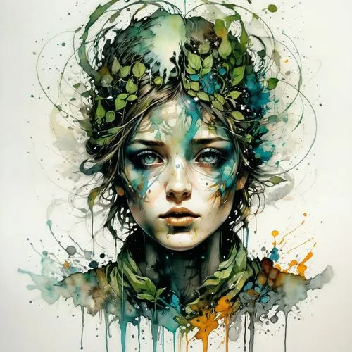 dryad,seelie,pacitti,viveros,kommuna,watercolor,Illustration,Paper based,Paper Based 13