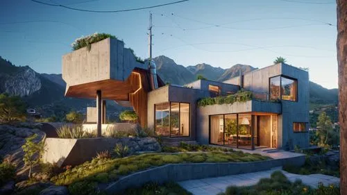 cubic house,house in mountains,house in the mountains,cube stilt houses,electrohome,treehouses,Photography,General,Sci-Fi