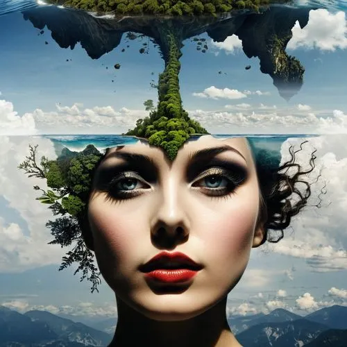 mother nature,mother earth,photo manipulation,photomontage,surrealism,photomanipulation,Photography,Black and white photography,Black and White Photography 07