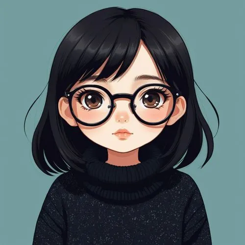 sarada,flat blogger icon,shimoji,kiyoko,cute cartoon character,megane,Illustration,Japanese style,Japanese Style 16