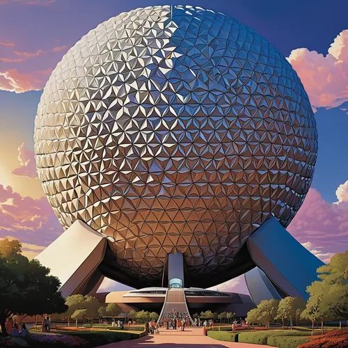 epcot ball,epcot spaceship earth,epcot center,epcot,walt disney world,musical dome,disney world,the globe,bee-dome,the golf ball,globe,sphere,globe flower,honeycomb structure,prism ball,spherical image,yard globe,planetarium,spheres,hub,Illustration,American Style,American Style 08