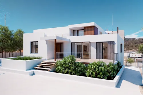 CREA UNA VIVIENDA PARTE TRACERA ,EL PRIMER MÓDULO EN BLANCO EL SEGUNDO EN MADERA COLOR MARRÓN,modern house,dunes house,holiday villa,residential house,3d rendering,inverted cottage,prefabricated build