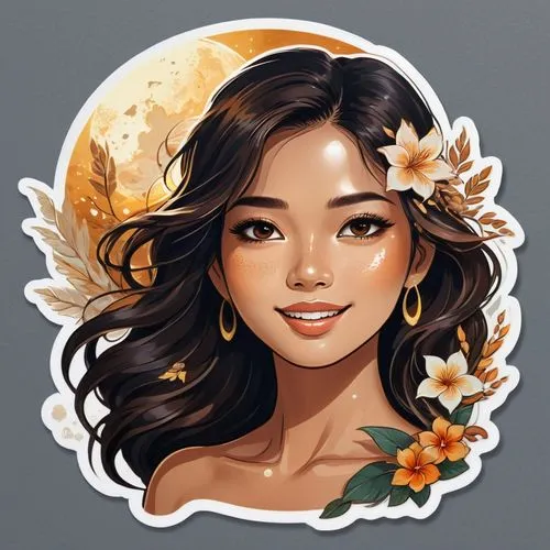 diwata,autumn icon,isabela,vector illustration,moana,pilipina,jasmine blossom,vector art,rose flower illustration,vector graphic,sunflower lace background,clipart sticker,custom portrait,pinay,vector design,fall icons,girl in flowers,huynh,apple pie vector,fashion vector,Unique,Design,Sticker